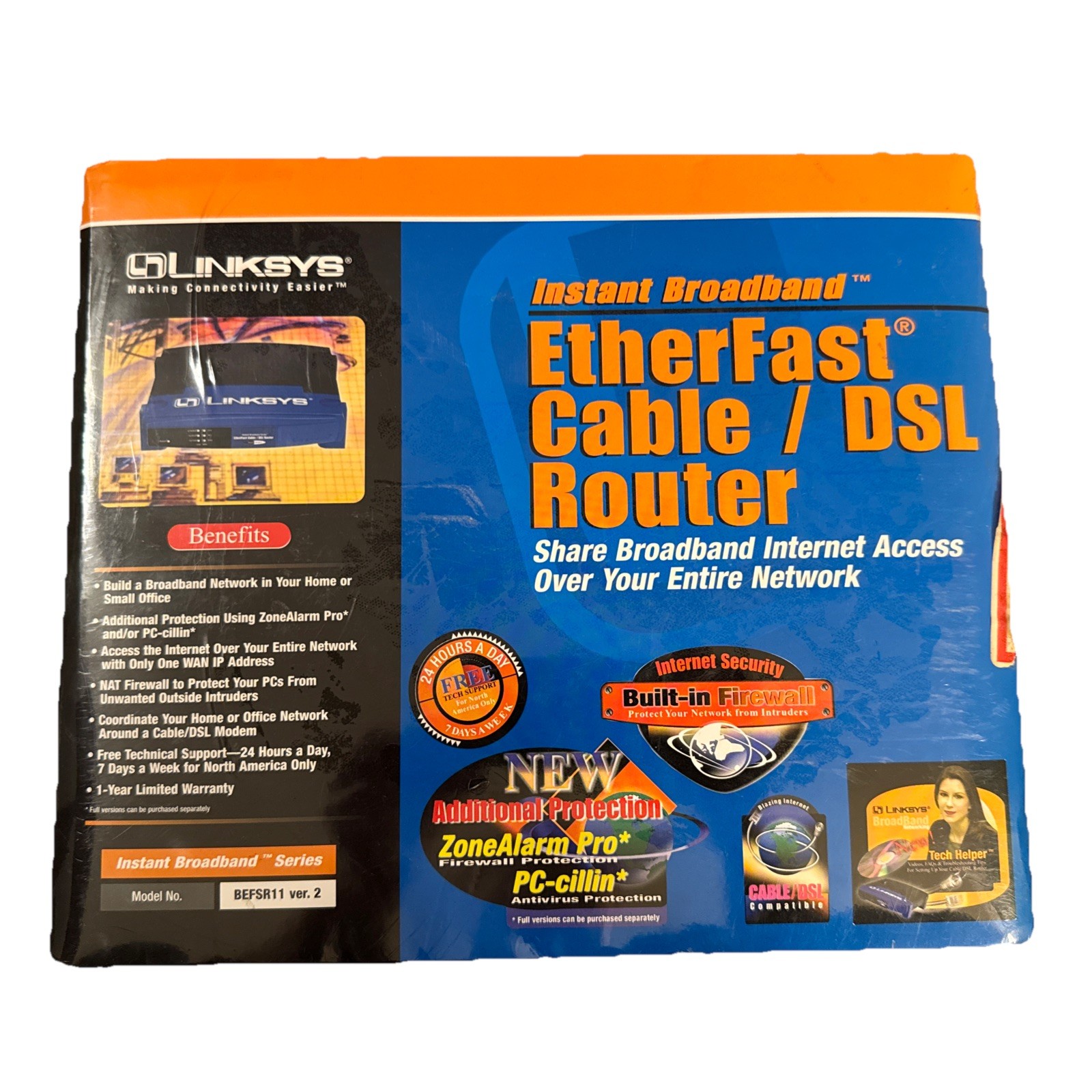 Linksys EtherFast 100 Mbps 1-Port 10/100 Wireless B Router (BEFSR11) New Sealed