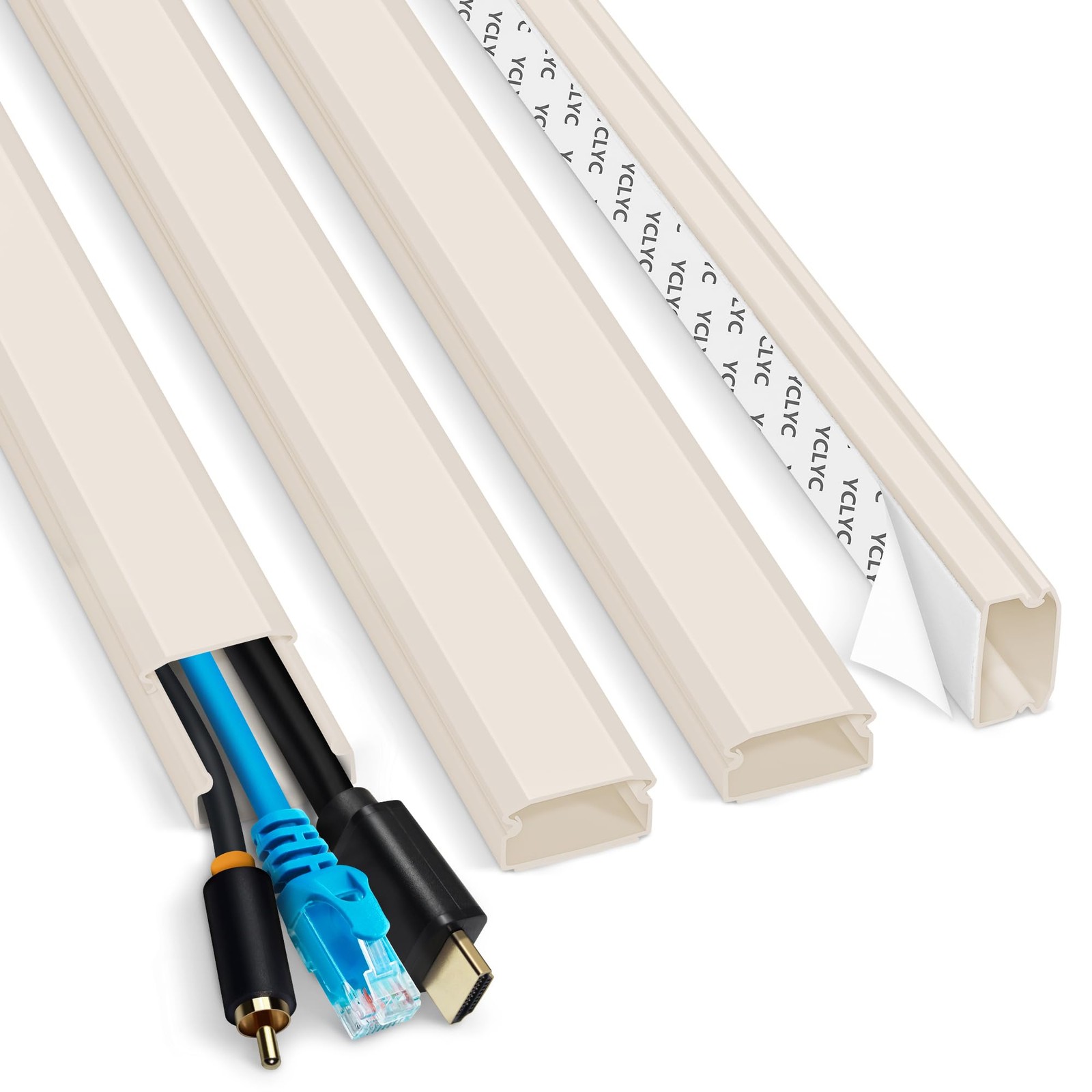 62.8in Beige Cord Hider for TV on Wall, Paintable Cord Cover Wall Kit