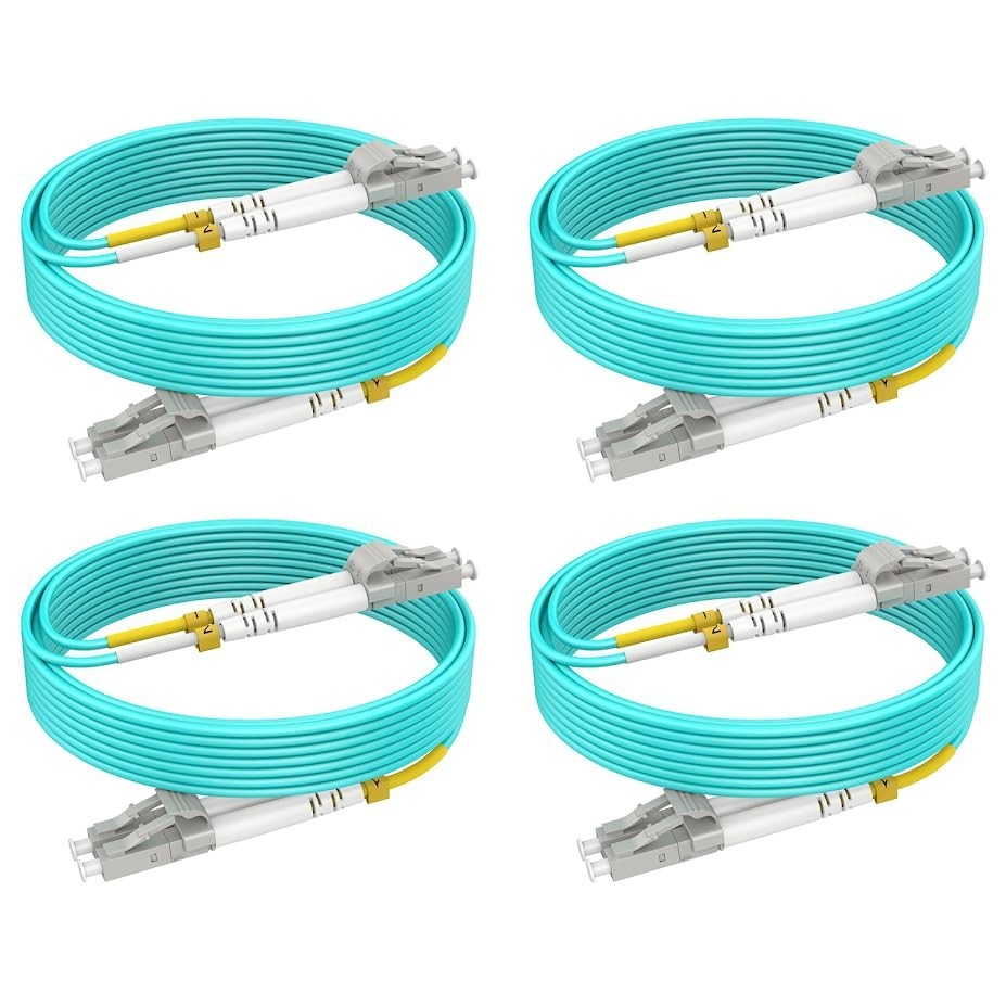 4-Pack RamboCables OM3 LC to LC Fiber Patch Cable 0.2m Multimode MMF Duplex