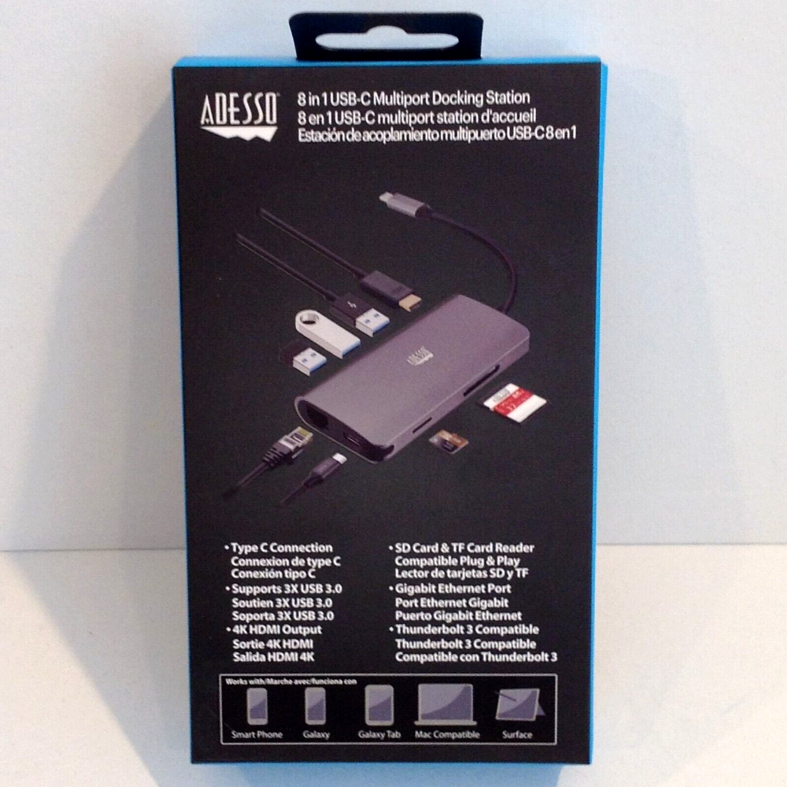 Adesso 8-in-1 USB-C Multi-Port Docking Station AUH4030 NEW