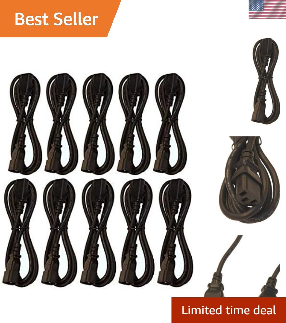 Efficient Pack of 10 6-foot C13 to C14 Power Cords - 10 Amps for Versatile Use