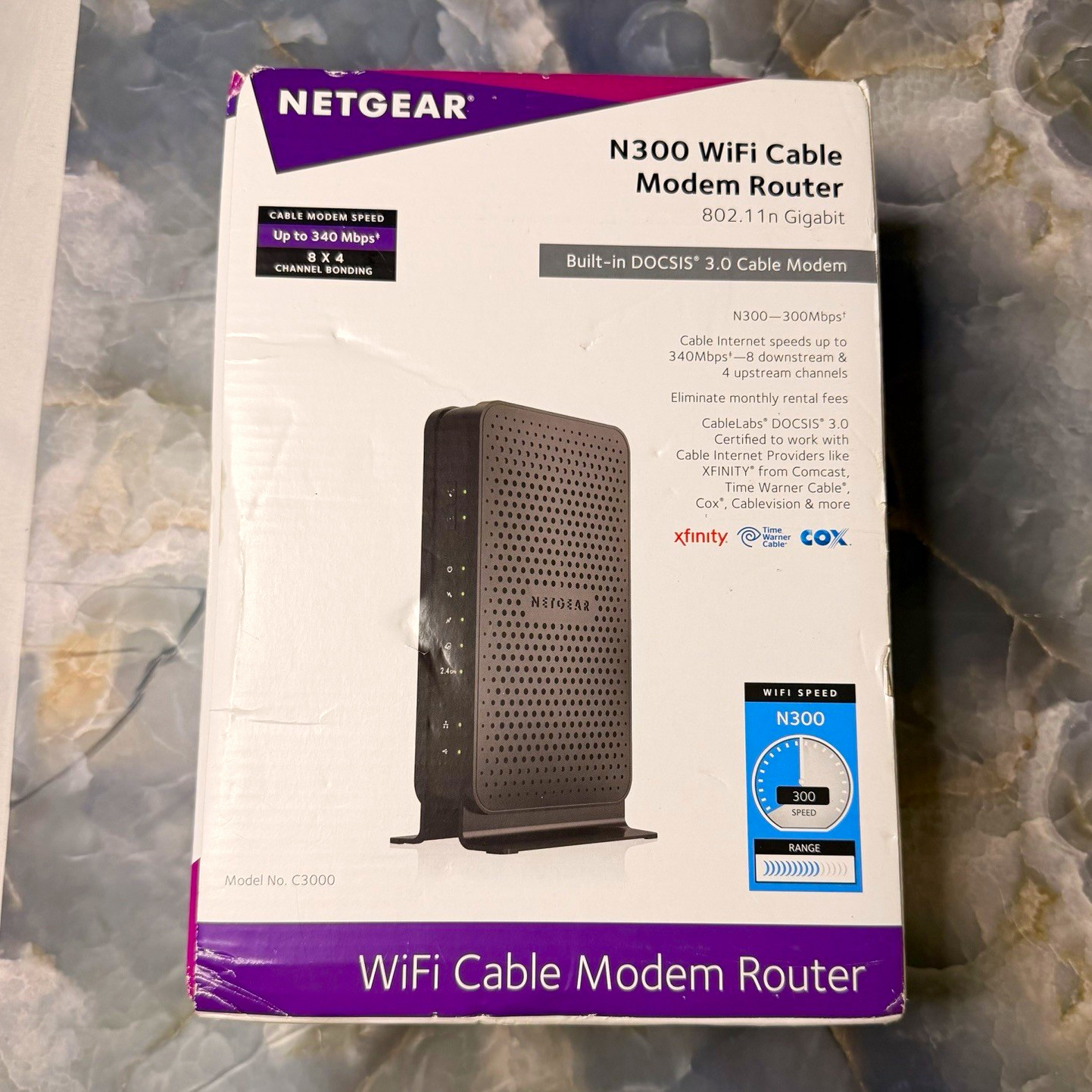 NETGEAR C3000 DOCSIS 3.0 N300 WiFi Cable Modem Router 4-Port WPS