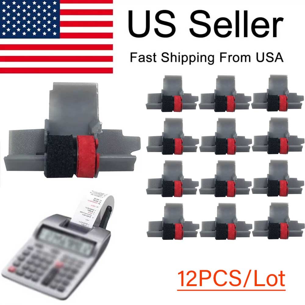 12PCS IR-40T Black And Red Calculator Ink-Rollers IR40T For Sharp Casio ...USA