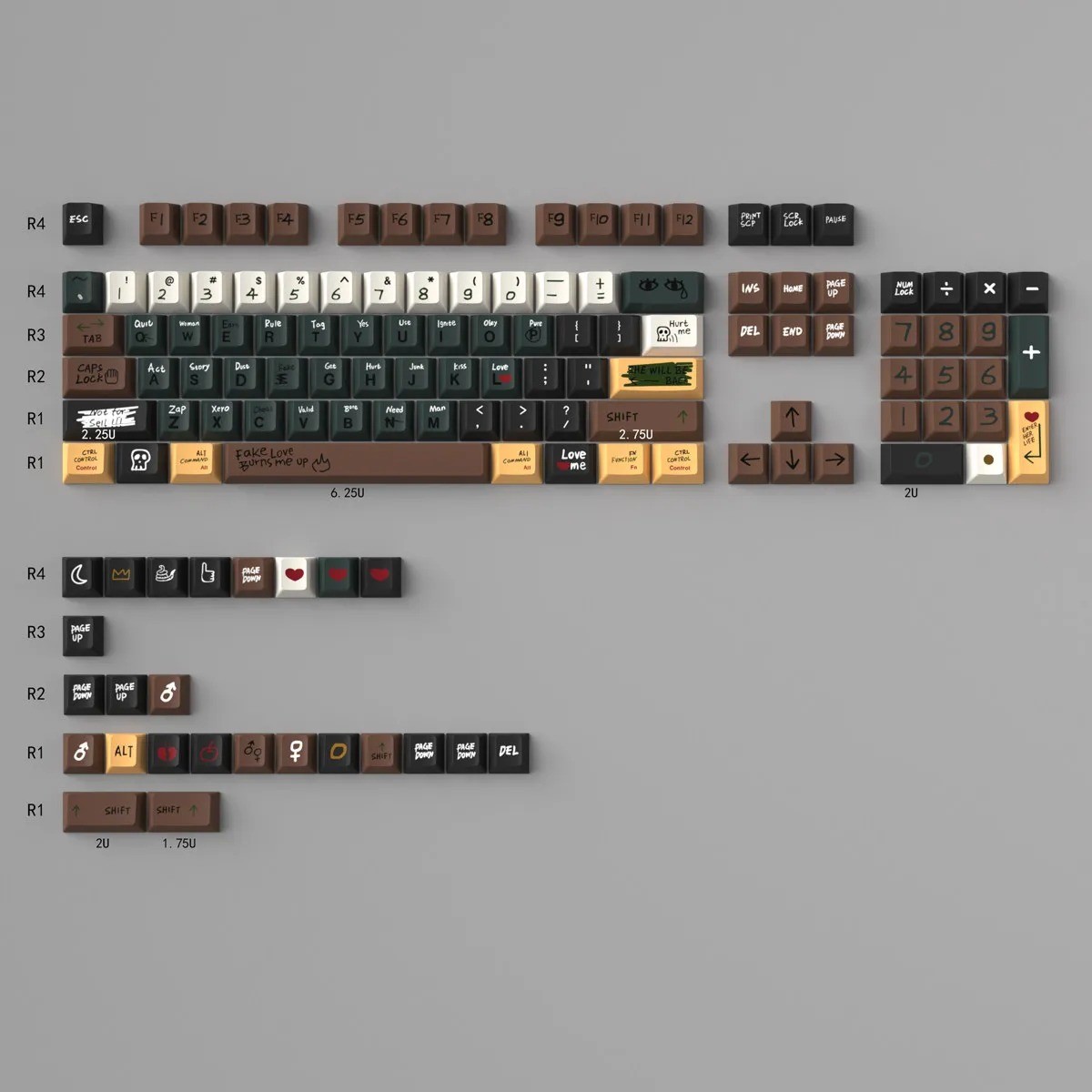 BINYEAE Love Story PBT Keycaps Cherry Profile Dye-Sub 129 Keys MX Keyboard