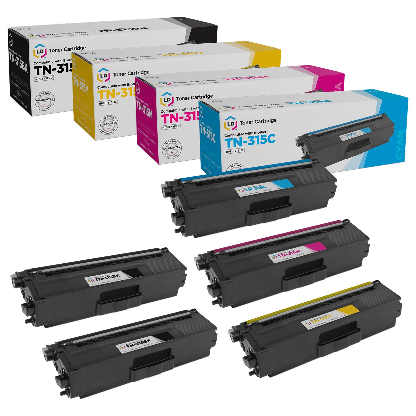 LD TN-315 Toner Cartridge 5 Set for Brother MFC-9460cdn MFC-9560cdw HL-4570cdwt