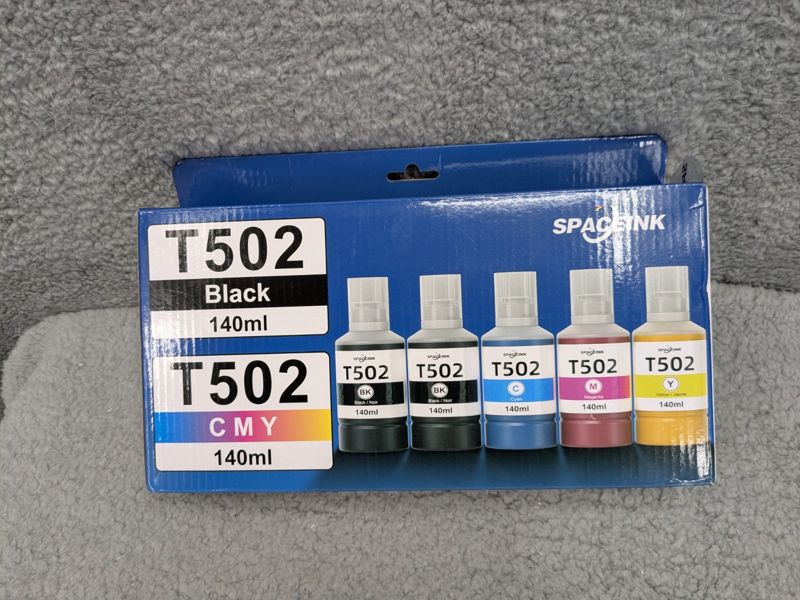 SPACEINK T502 Ink Refill Bottles 5-Pack (2x Black, Cyan, Magenta, Yellow) 140ml