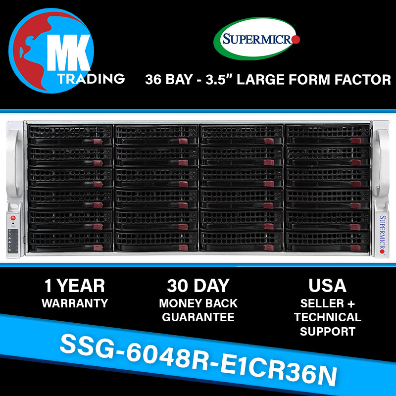 Supermicro SYS-6048R-E1CR36N 36B LFF 4U Server  -V3- Choose CPUs/RAM - Wholesale