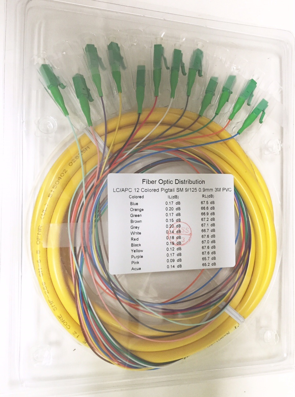 lot of 10 12 Strand 9/125 Fiber Optic Pigtail 3m LC/APC ,Fiber pigtail- 5467