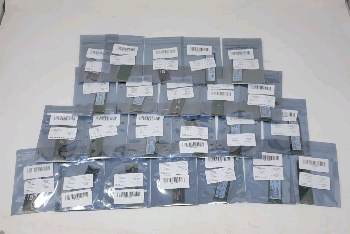 Lot Of 23 500GB/512GB SSDs M.2 SATA 2280 Mixed Brands Samsung Toshiba WD