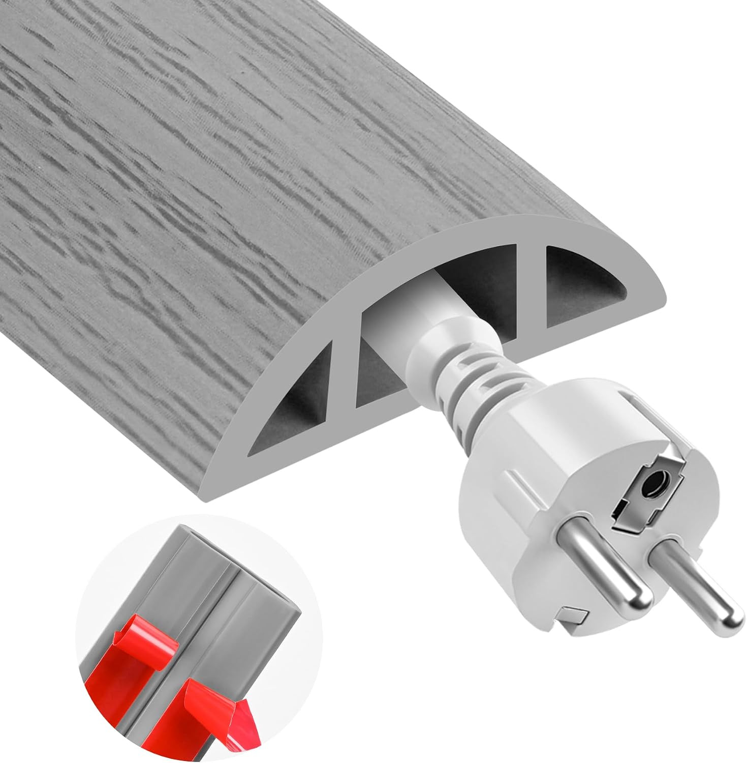 3.3FT Floor Cord Cover for Wire Self Adhesive Cable Cavity Management PVC Extens