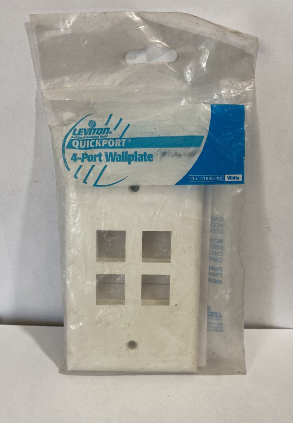 Leviton White Flush Mount Quickport 4-Port Wallplate Cover 41080-4W White NEW