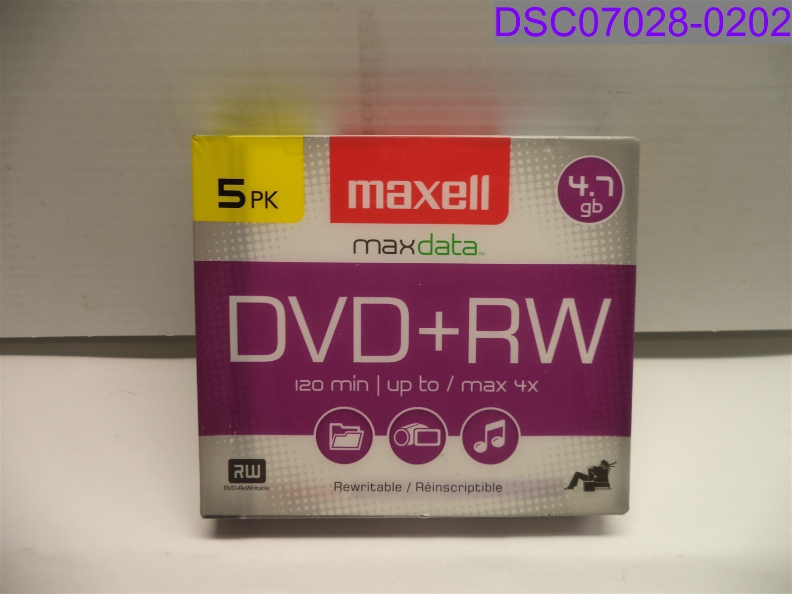 5 Pack Maxwell Max Data DVD+RW Media Discs 4.7gb P/N 634045