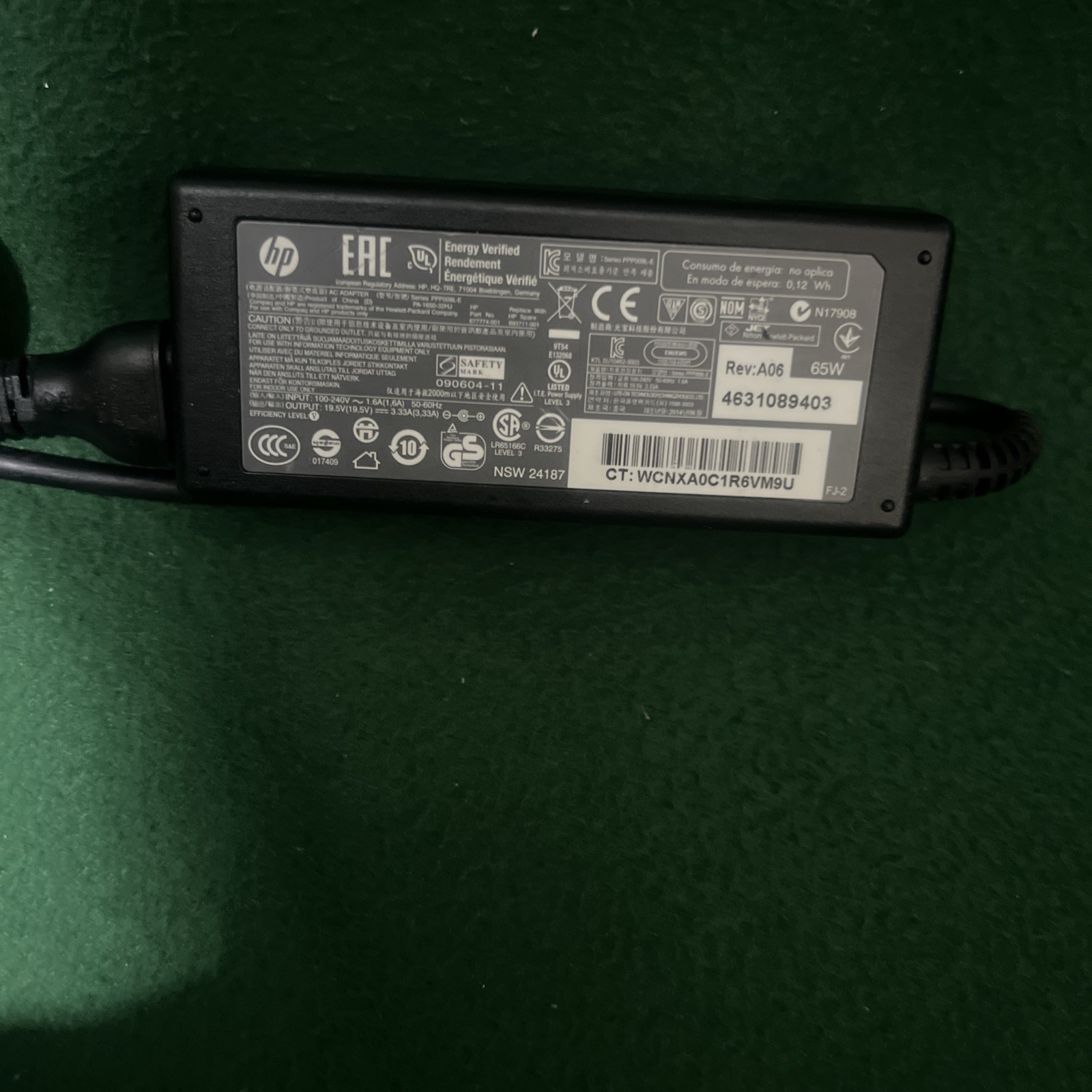 HP HSTNN-CA15 19.5V 3.33A 65W Genuine Original AC Power Adapter Charger