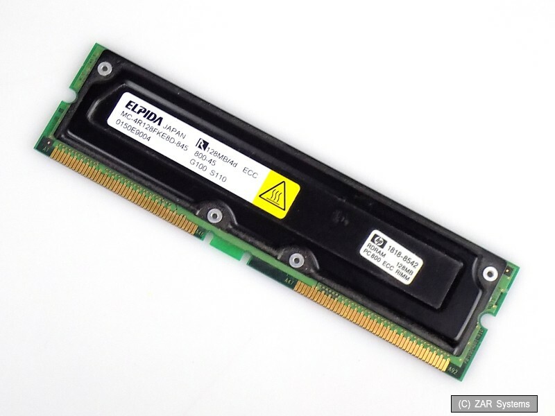 HP 128MB 1818-8542 Elpida MC-4R128FKE8D-845 RDRAM PC-800 ECC RIMM Memory, BULK