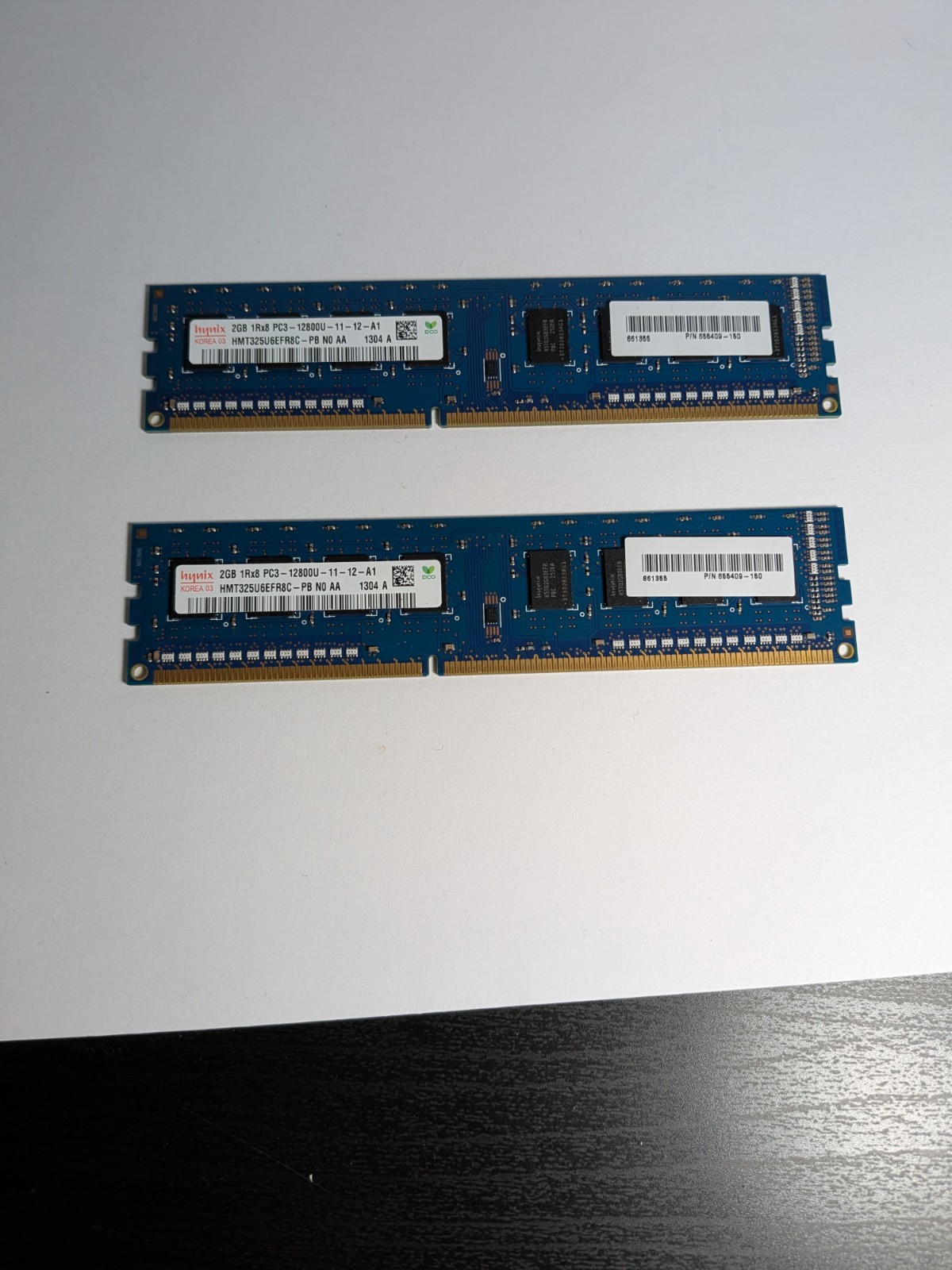 LOT OF 2 - HYNIX 2GB 1Rx8 PC3-12800U NON-ECC HMT325U6EFR8C-PB ALT P/N 655409-150