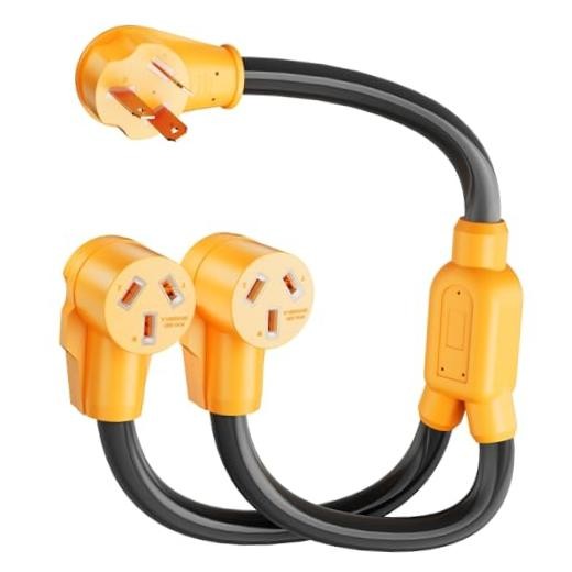 NEMA 10-50P to 2X 10-50R Y Splitter - Range Power Cord - 3 Prong 50 Amp 250V 10