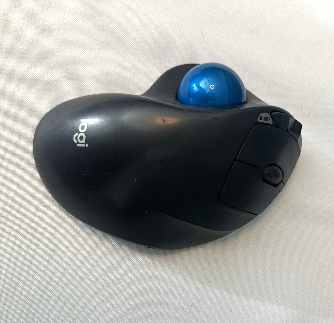 Logi M570 Wireless Optical Ergonomic Right-Hand Trackball Mouse Black/Blue