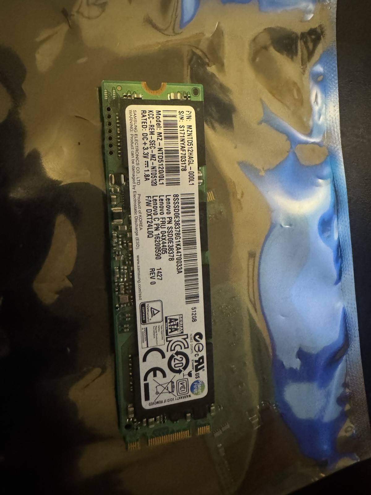Samsung M.2 SSD Laptop 512GB MZ-NTD5120, Wiped And Tested
