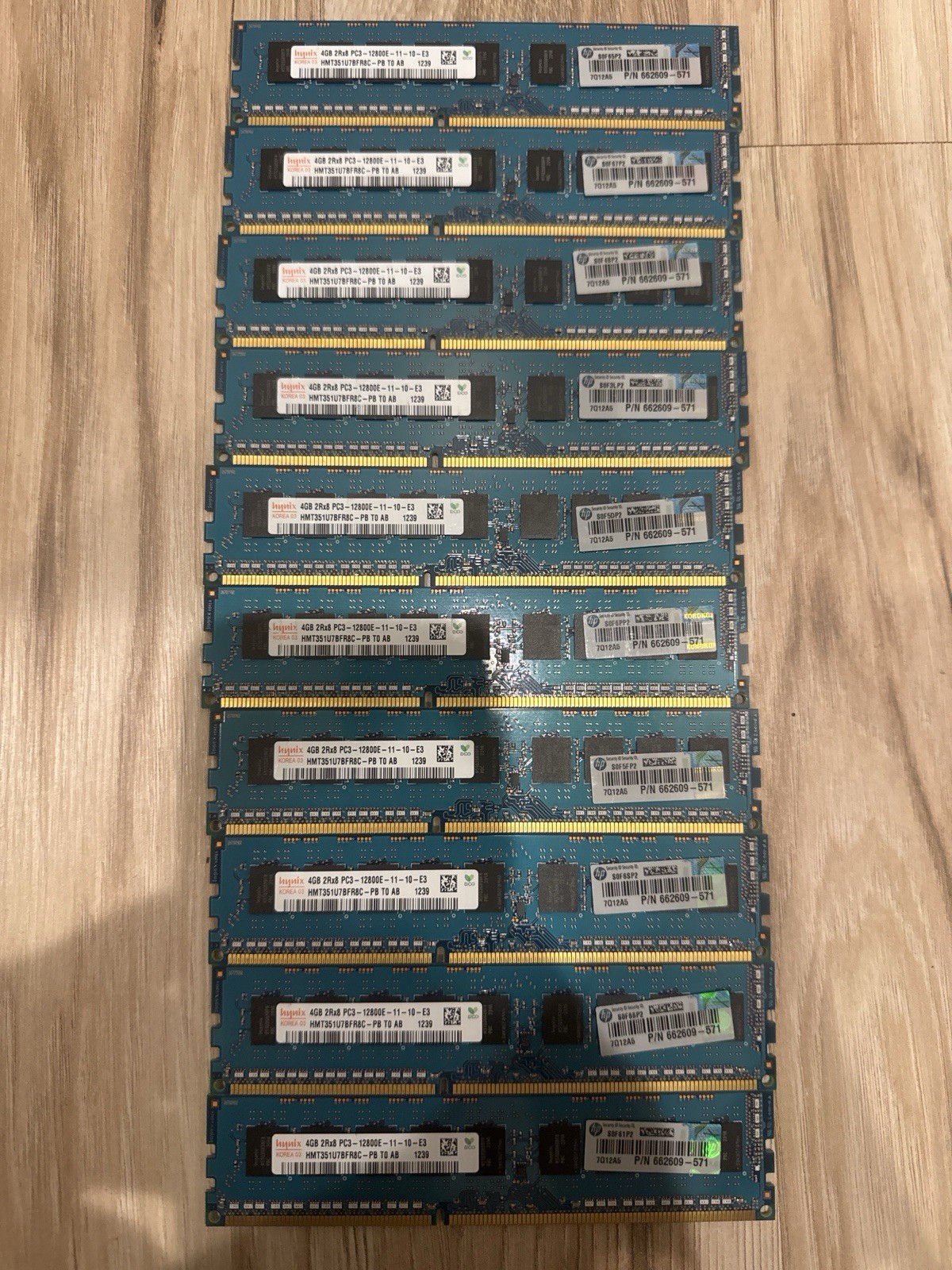 40GB (10x4GB) DDR3 PC3-12800E ECC UDIMM SK Hynix Server RAM HP 662609-571