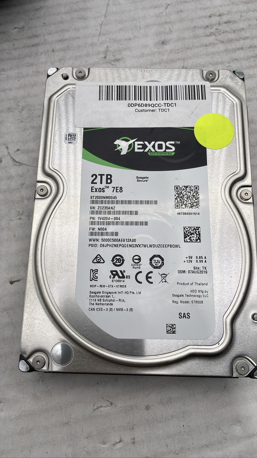 Seagate Exos 7E8 2TB ST2000NM0045 SAS 7200RPM 3.5" HDD Enterprise-Class Silver