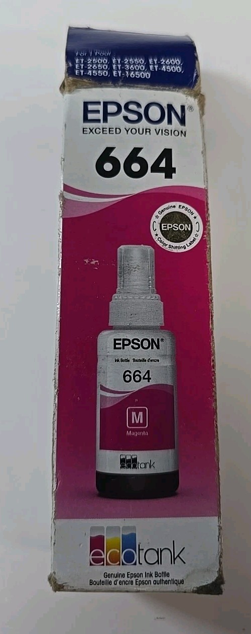 Genuine Epson 664 Ecotank Printer Ink Bottle  03/2020 Magenta Fast Shipping
