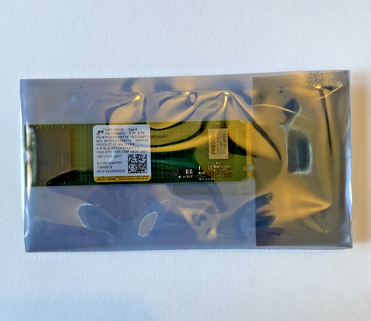 NEW Micron 2450 512GB SSD PCIe NVMe Gen4x4x 2280 OEM P/N MTFDKBA256TFK
