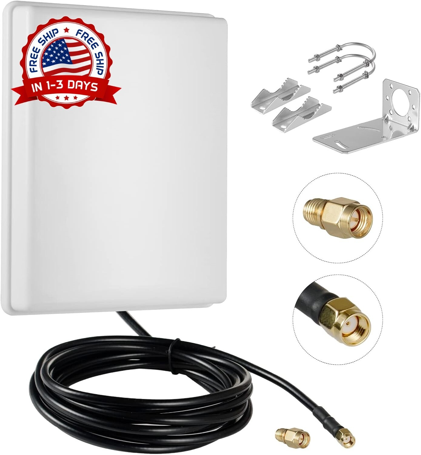Antena de panel direccional para exteriores de largo alcance con cable de 10pies