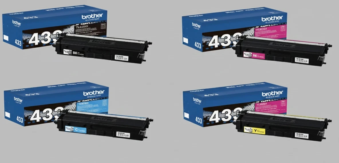 Brother Genuine TN-433 High Yield 4 Color Toner Cartridge Set OEM Sealed