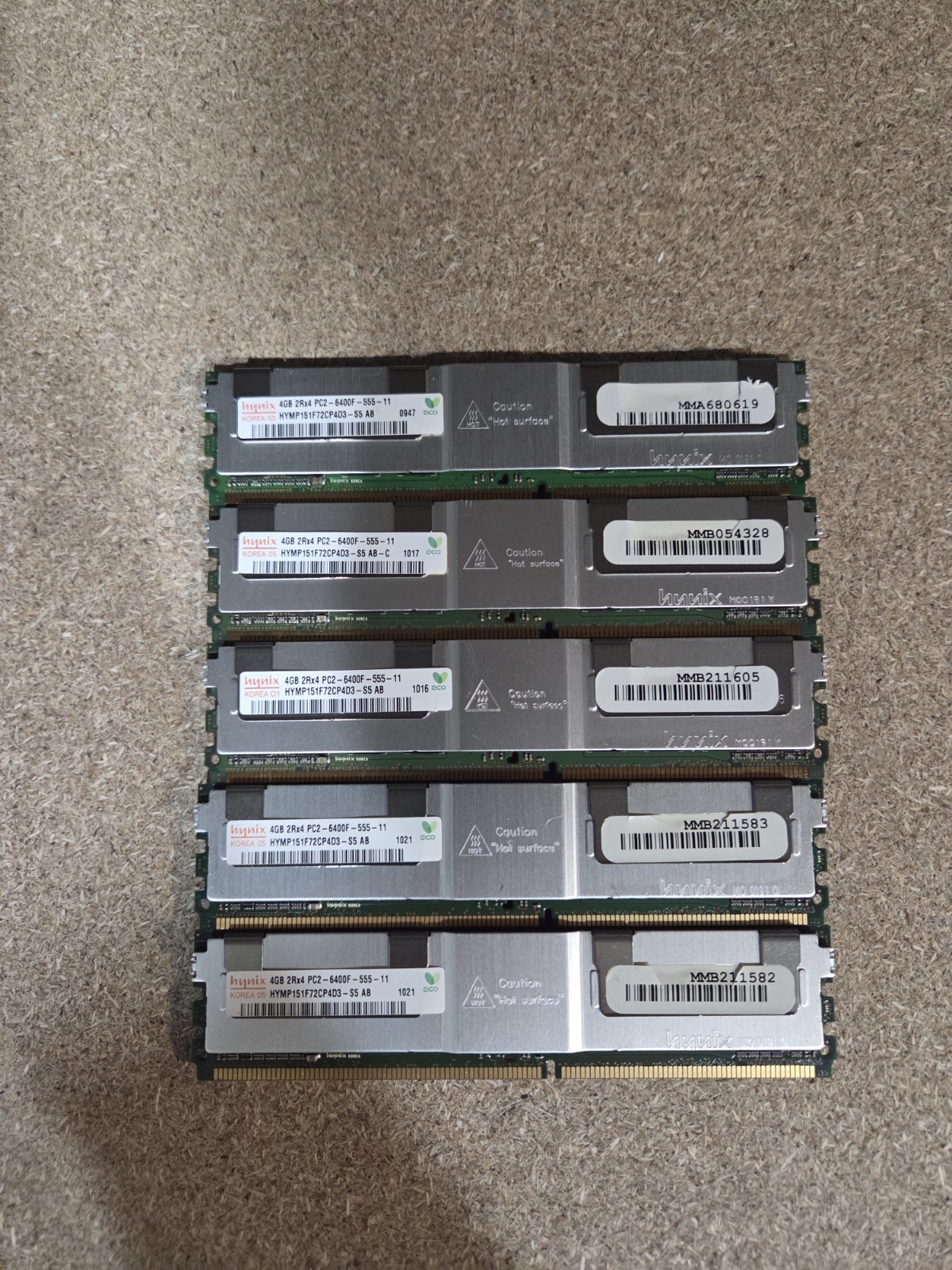Hynix 20GB (5x4GB) DDR2-800 PC2-6400F ECC FB-DIMM RAM HYMP151F72CP4D3-S5