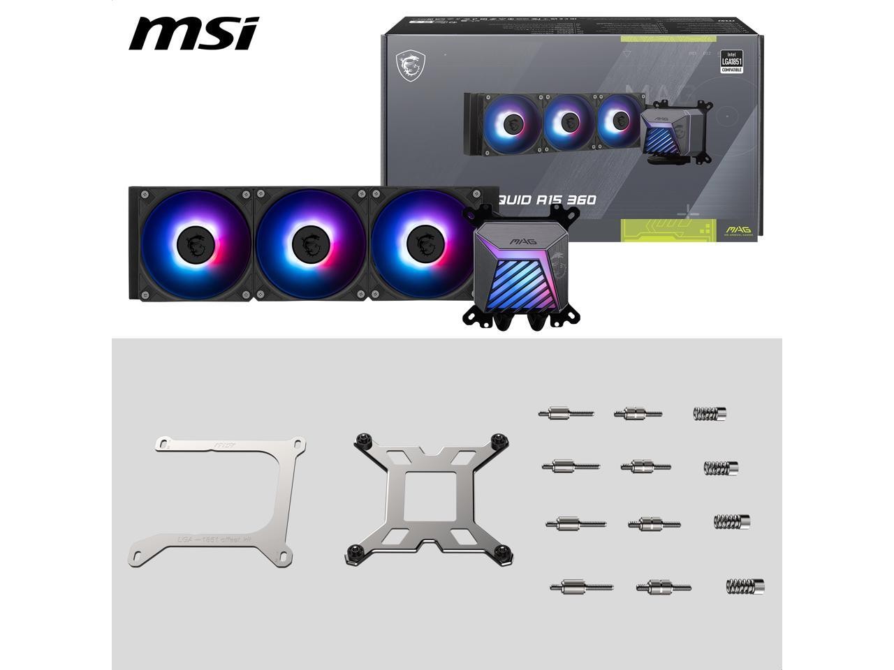MAG Coreliquid A15 360 Black- AIO ARGB Liquid Cooling - 360mm Radiator - MSI