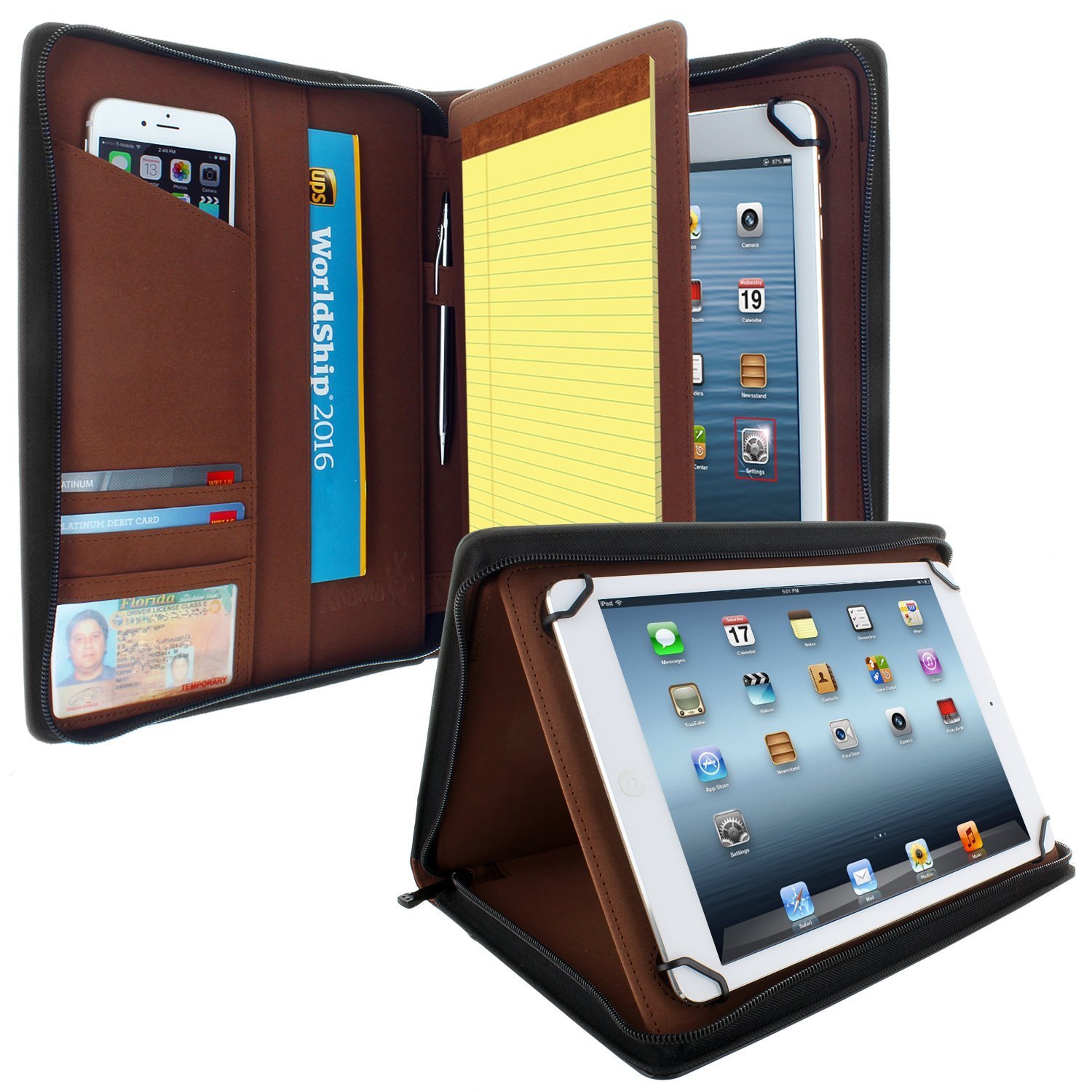 Universal Tablet Pad folio Zippered Case for 8.5'' up to 11'' tablets - Black