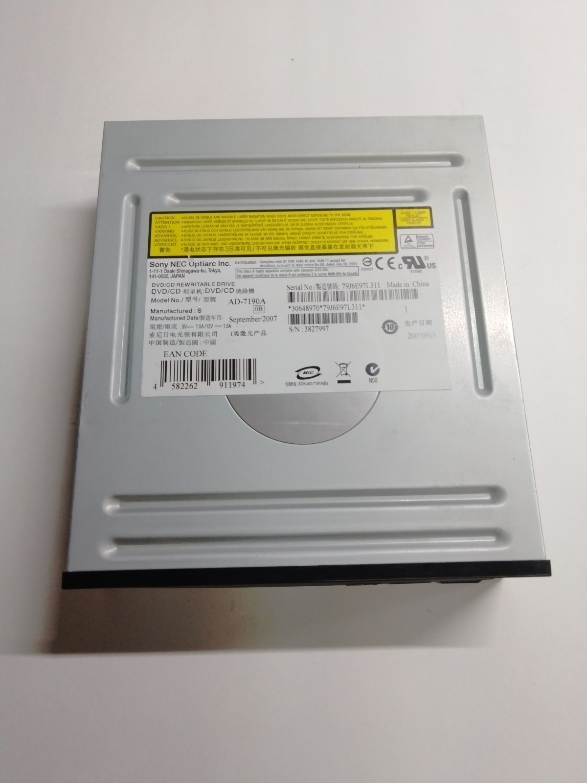 Sony NEC Optiarc  AD-7190A  DVD/CD 5.25'' Rewritable Drive