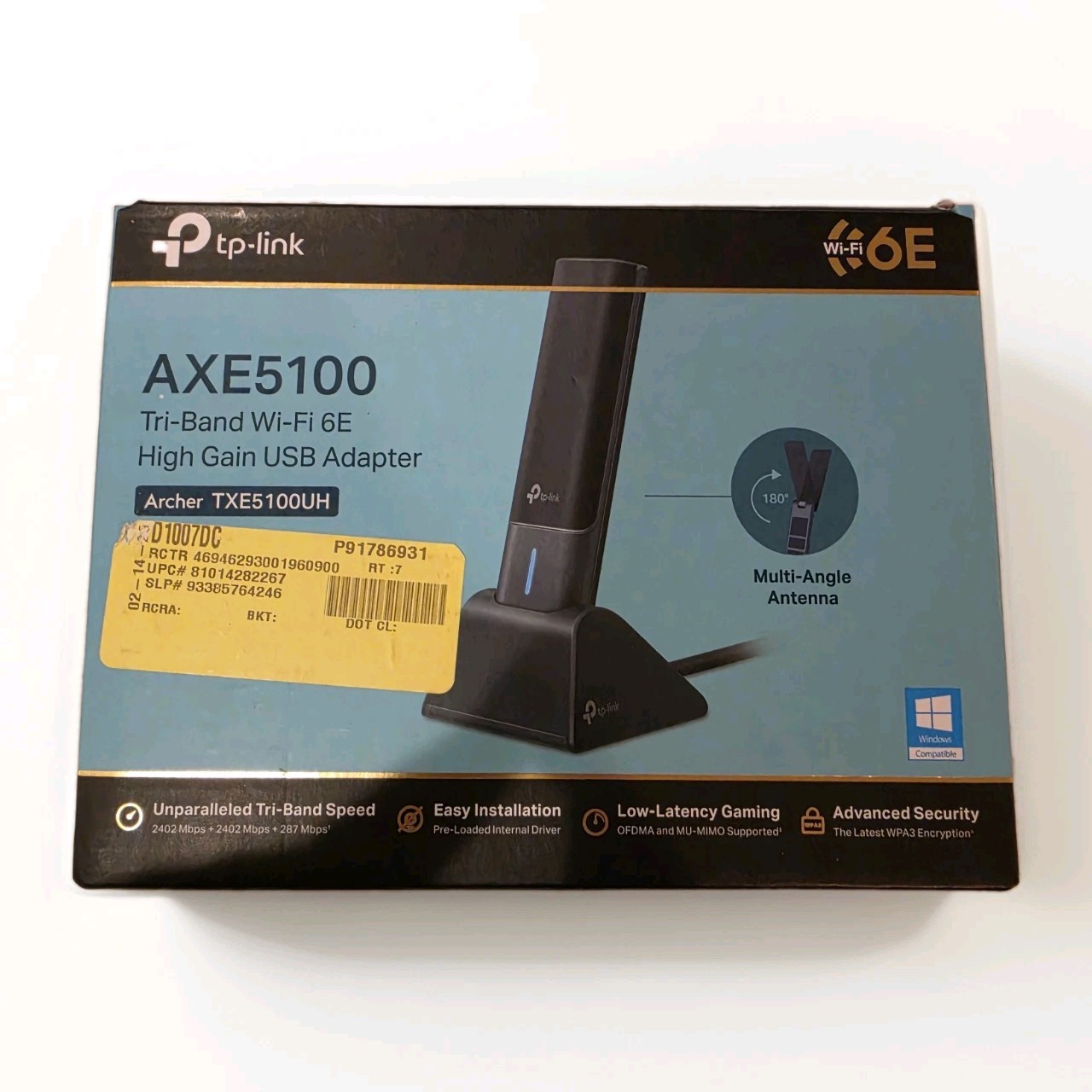 TP-Link AXE5100 Wi-Fi 6E Tri-Band Ultra-Fast Wireless USB Adapter (TXE5100U H)™