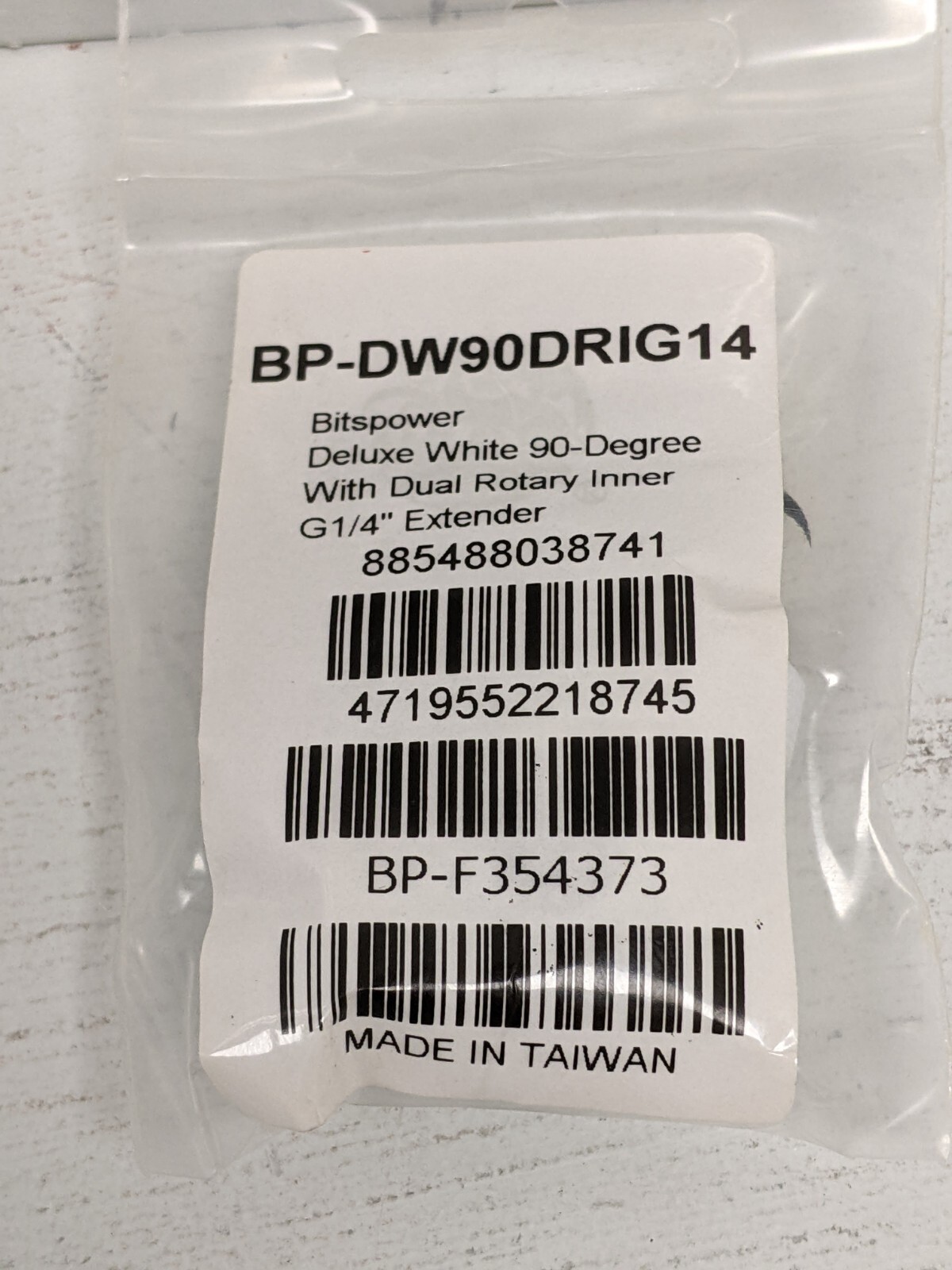 Bitspower Deluxe White 90-Degree with Dual Rotary Inner G1/4" Extender - New