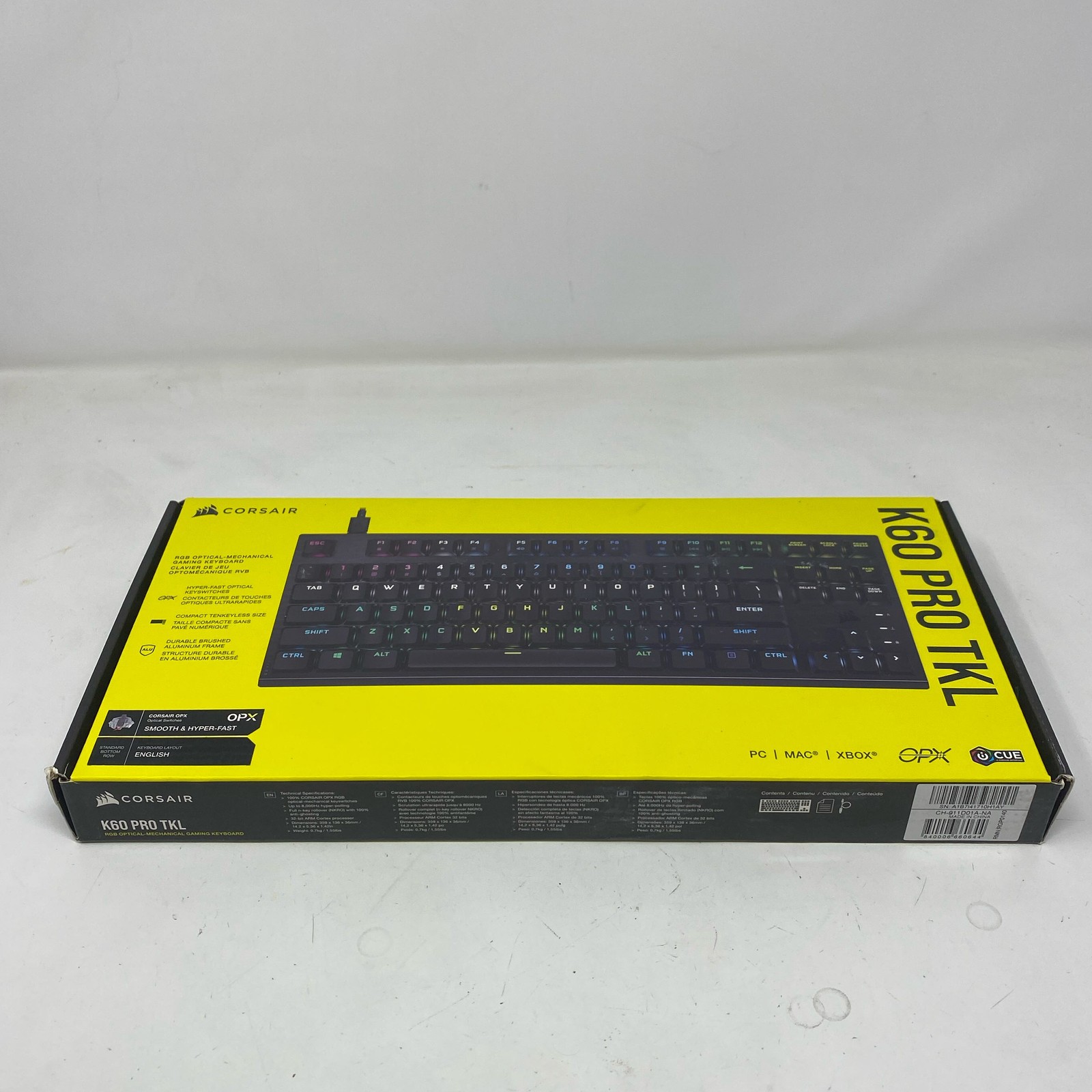 Corsair K60 RGB PRO TKL OPX Optical-Mechanical Keyboard - Black
