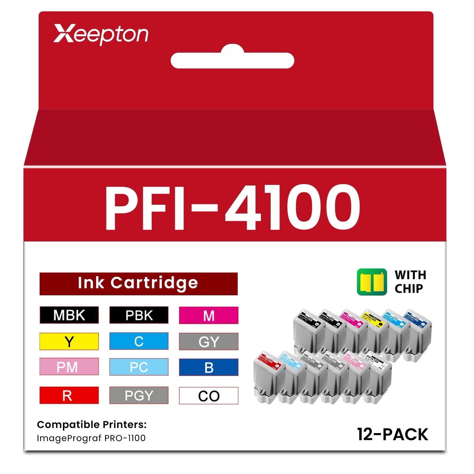 PFI-1000 Ink Cartridge with Chip Replacement for Canon PFI1000 PRO-1000 80ML ...