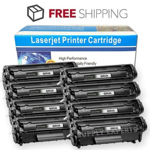 8PK Combo Black Toner Cartridge HY for HP Q2612A 12A Canon 104 FX-9 FX-10 FX9/10
