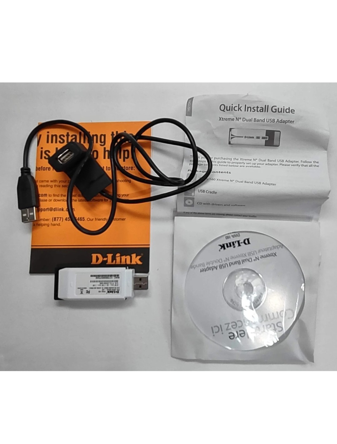 D-Link Wifi Adapter DWA-160 Xtreme N Dual Band USB Adapter CIB Refurbished.