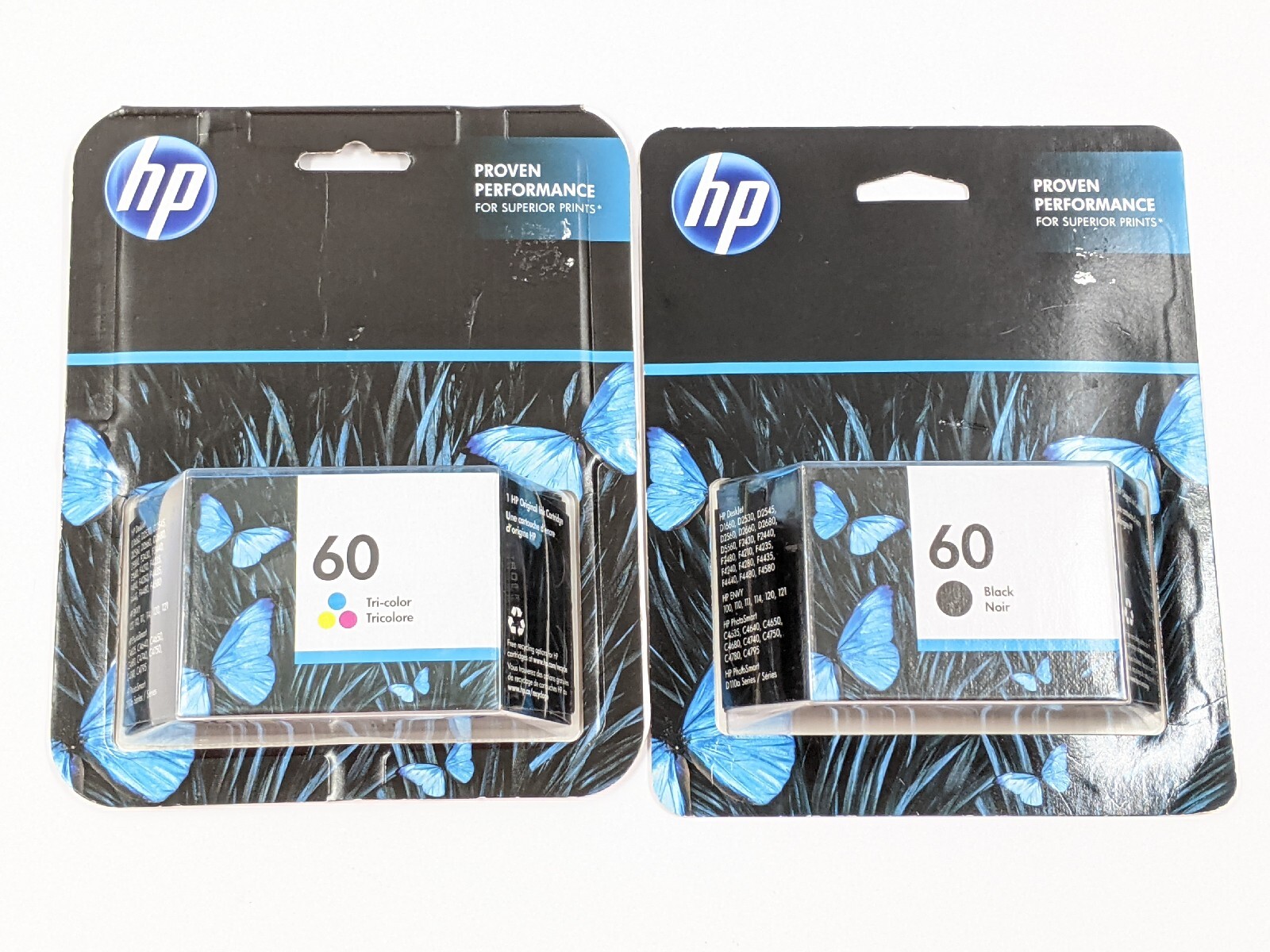 Lot 1x HP 60 Black and 1x Tri-Color Ink Cartridge CC640WN GENUINE exp: 1/21 2/20
