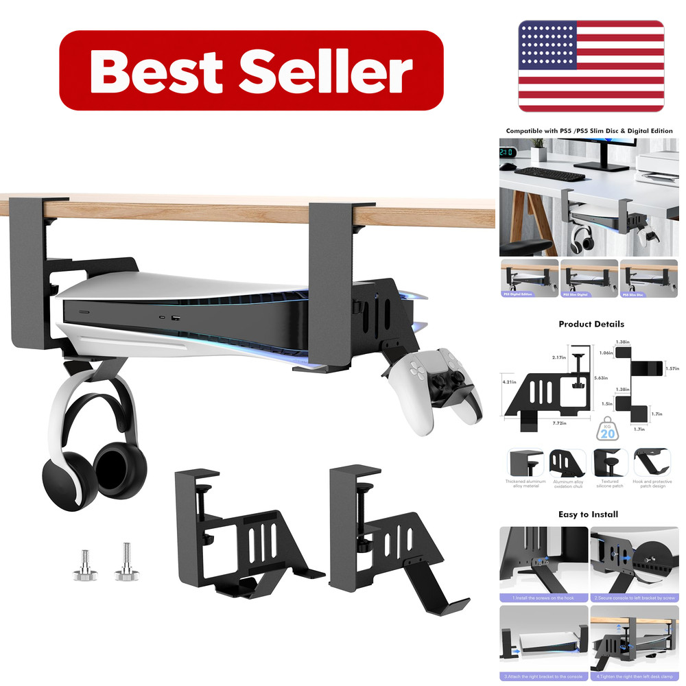 Under Desk Mount - Black Aluminum