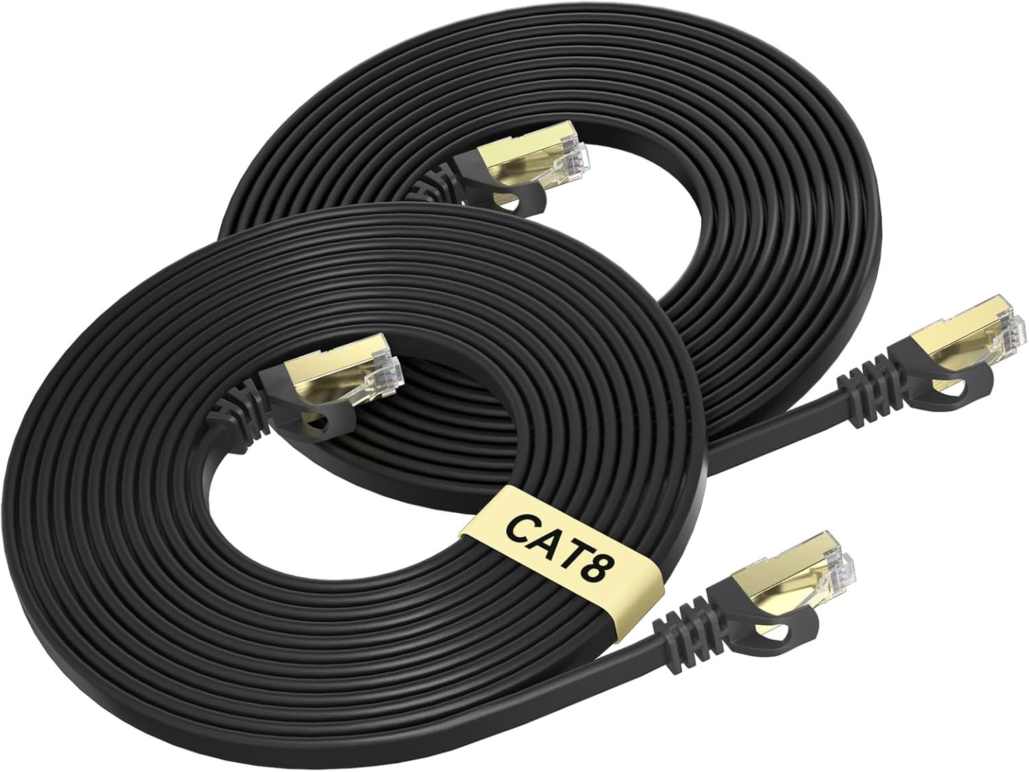 Cat 8 Ethernet Cable 15 FT 2-Pack, 40Gbps 2000Mhz Cat8 High Speed Flat