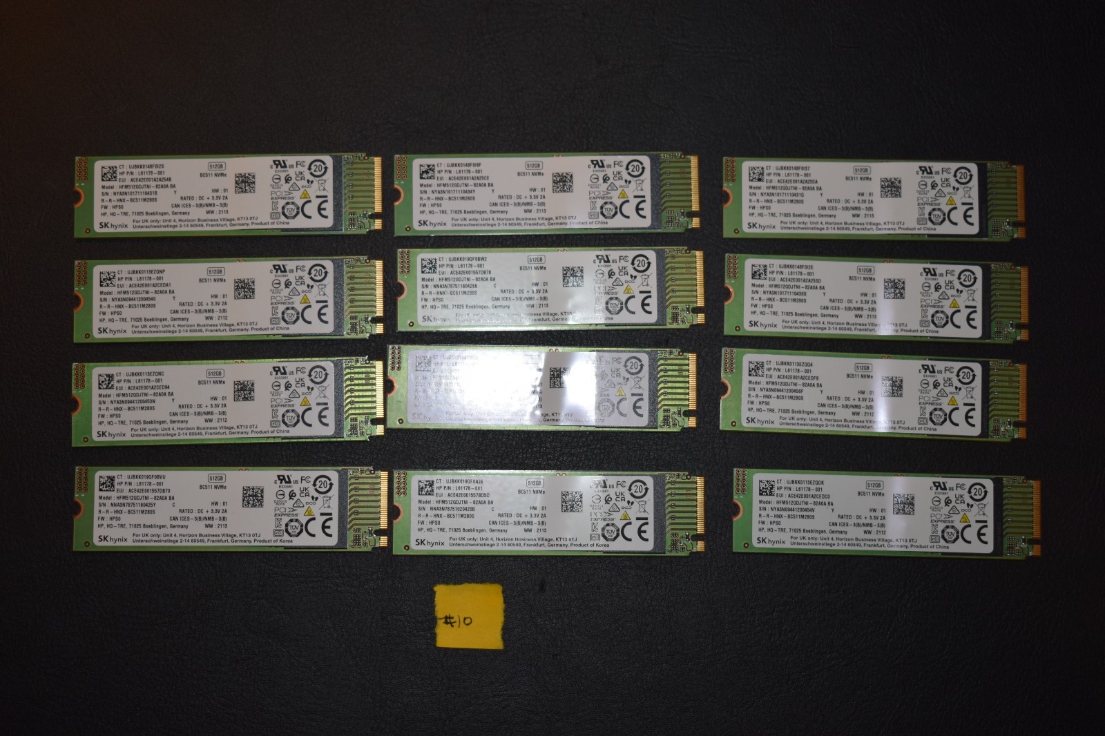 (Lot of 12) SK Hynix BC511 NVMe 512GB SSD HFM512GDJTNI-82A0A SSD's (Solid State)