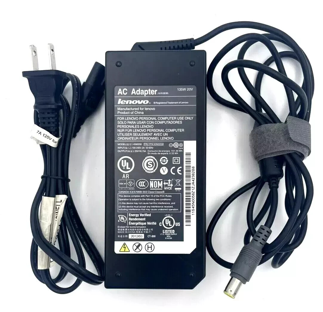 Genuine OEM Lenovo ThinkPad 135W 20V AC Power Adapter 45N0054 45N0058 45N0059