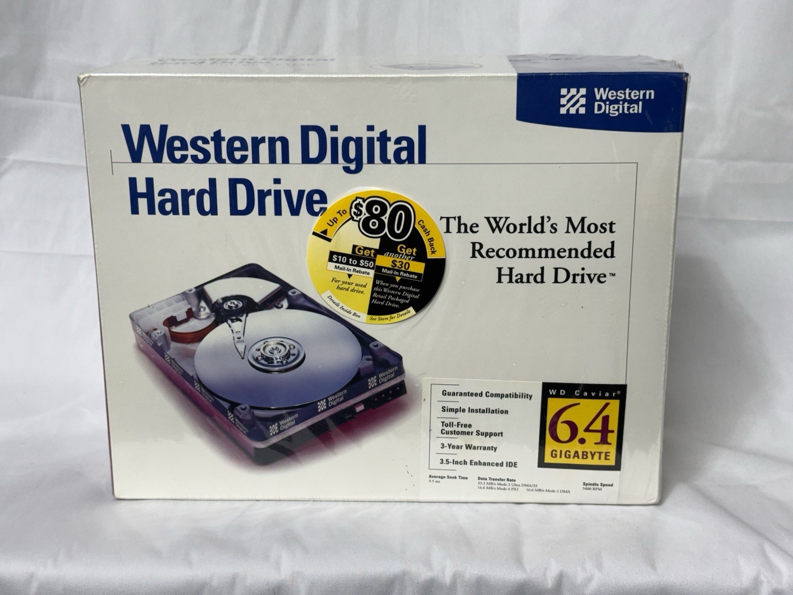 NOS 1990’s  WESTERN DIGITAL CAVIAR AC26400 6.4GB 5400 RPM ATA 3.5'' NIB Sealed