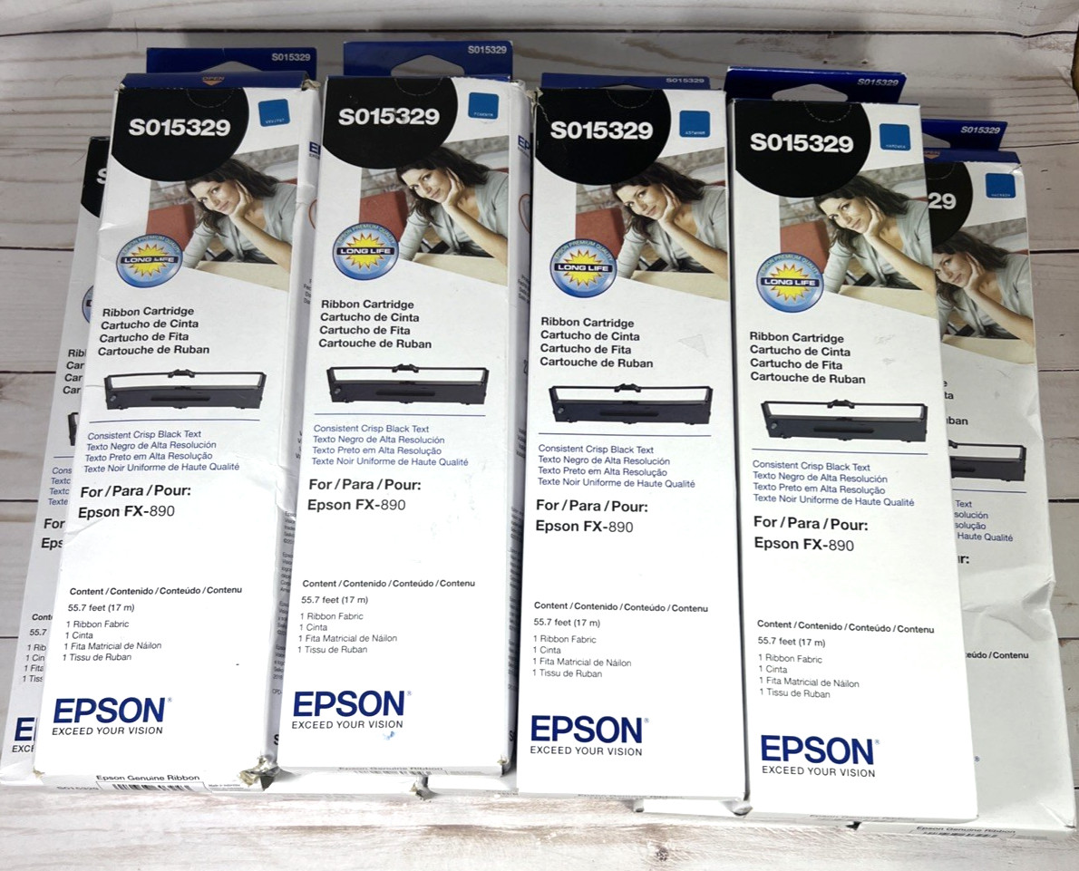 Epson FX-890 Series Black Ribbon Cartridge S015329 (9x) Genuine New Old Stock