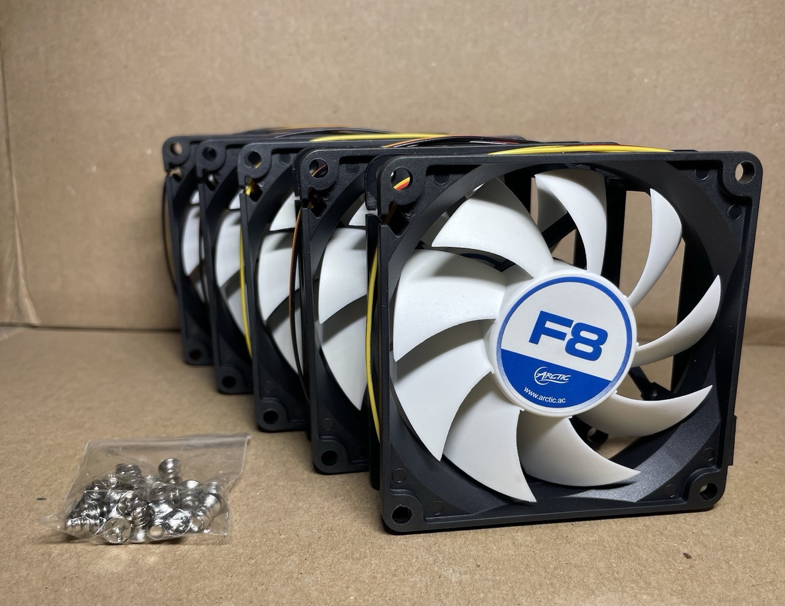 Arctic F8 80mm Case Fan Silent Cooling 5-Pack - Brand New