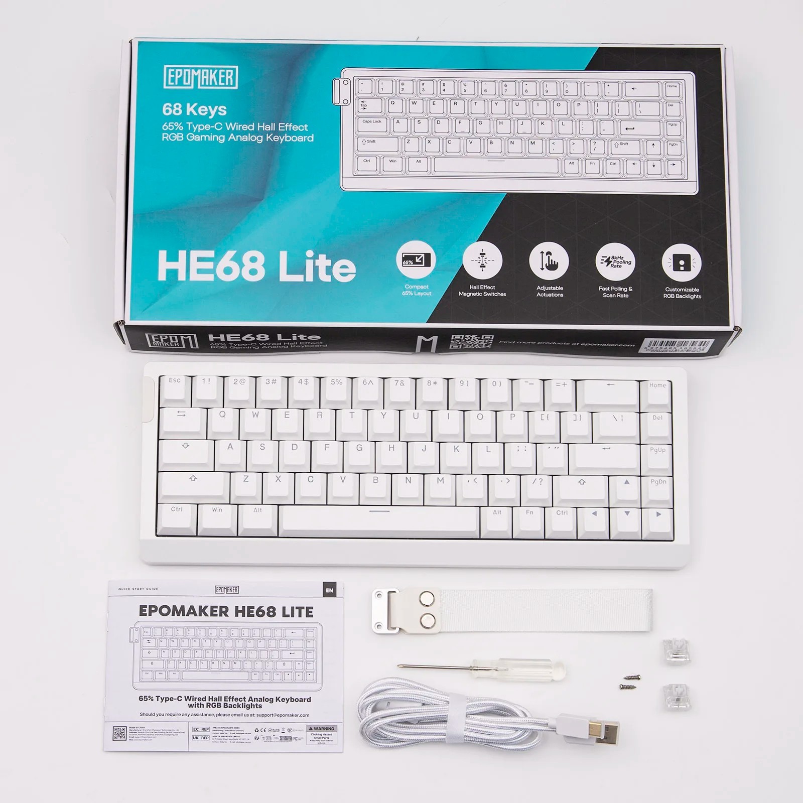 EPOMAKER HE68 Lite Magnetic Keyboard – 65% RGB Wired Hall Effect Mechanical Keyb