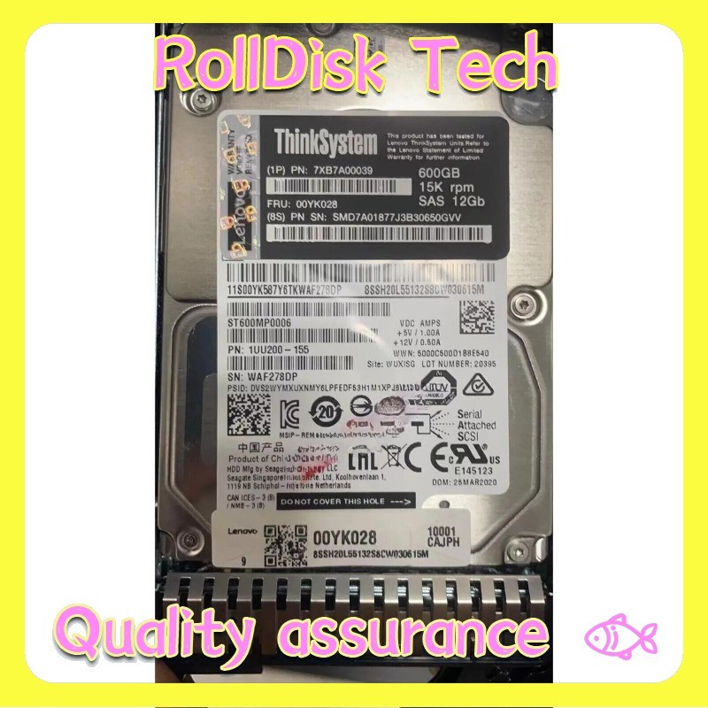 New Lenovo 00YK028 7XB7A00039 600GB 2.5 15K 12GB/s SAS Internal Hard Drive