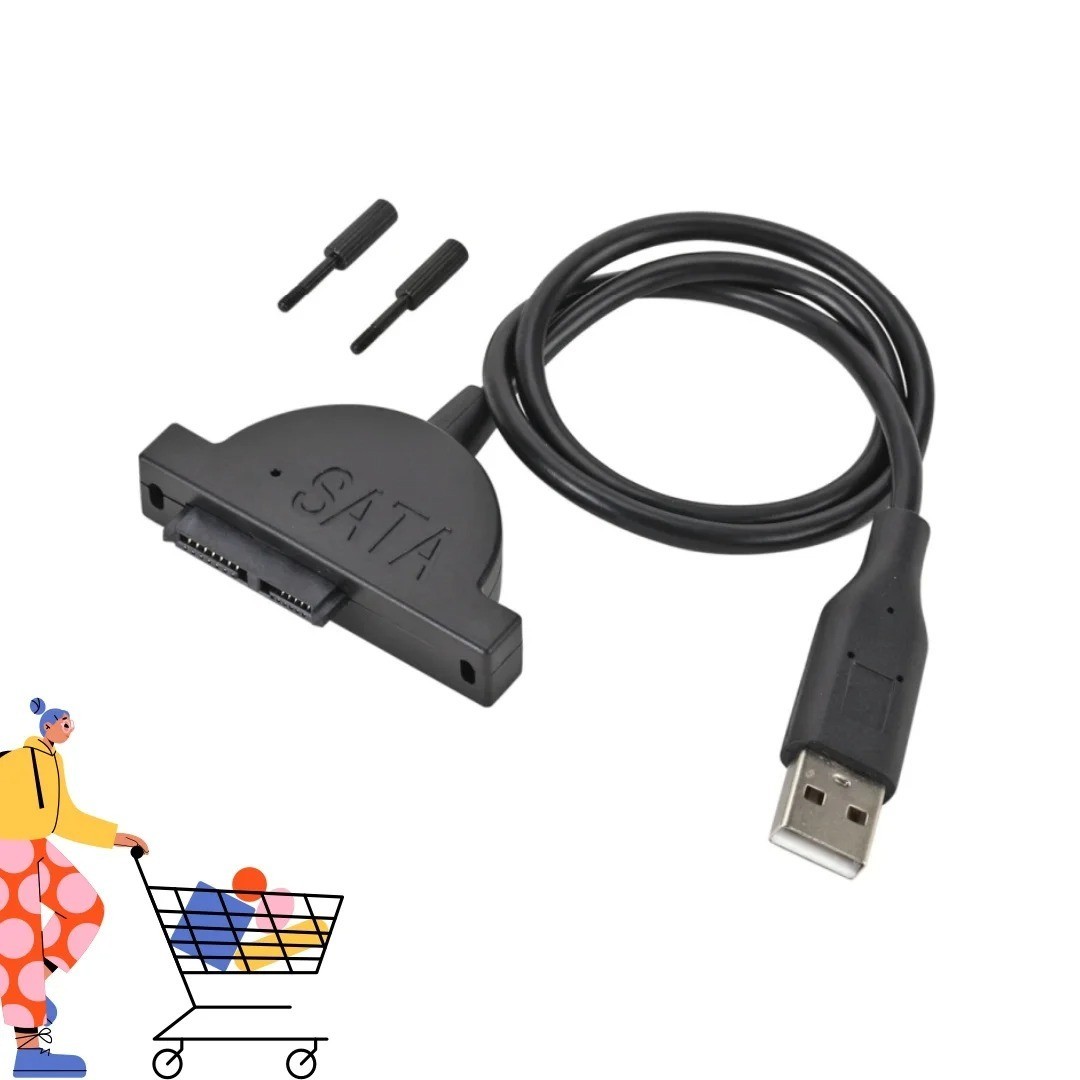 SATA Slimline to USB 2.0 Adapter Cable for Laptop CD DVD Rom Drive 7+6 13Pin