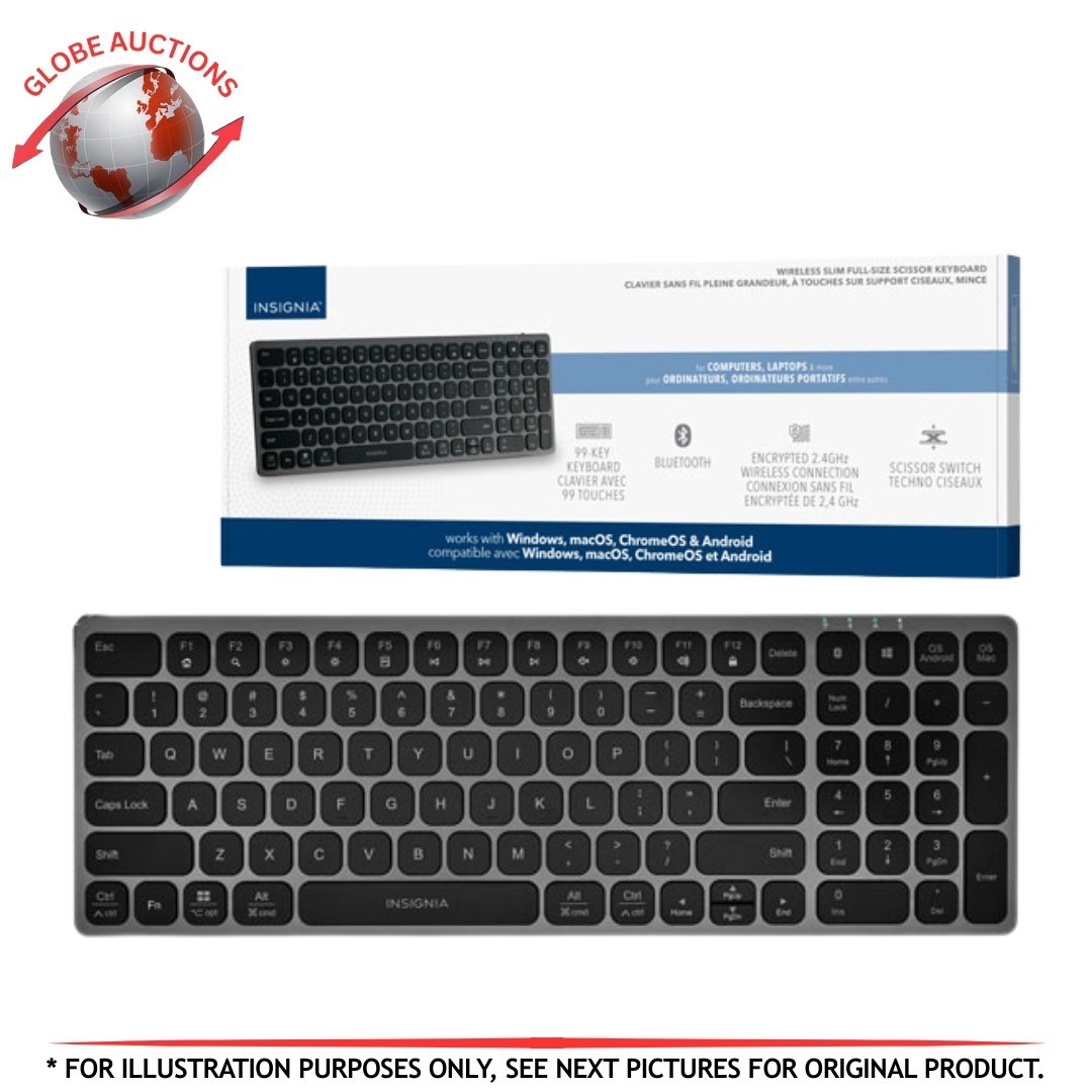 Insignia Wireless Slim Full-Size Scissor Keyboard Bluetooth for Computers/Laptop